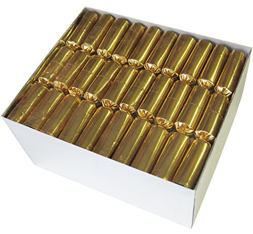 MEGAPACK: 50 Knallbonbons in glänzendem Gold 22cm - Silvester Karneval & Dekoration