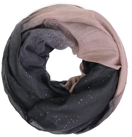 Glamexx24 Damhalsduk, lätt lång sjal, loop, tubhalsduk, många färger, BRUN