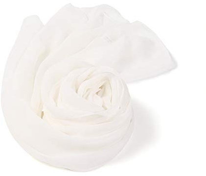Prettystern Donna Uomo 180cm Lunga Pura Seta Leggera Sciarpa Stola Foulard Coprispalle Elegante da Cerimonia bianco