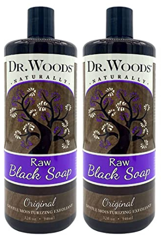 Dr. Woods Noir brut naturel africain Hydratante liquide Savon de Castille, 32 Ounce (pack de 2)