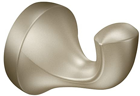 Moen Eva Brushed Nickel Transitional Single Robe Hook, Wall Mounted Hanger for Bath Robe or Towel, YB2803BN