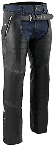 Milwaukee Leather Chaps für Herren schwarzes Leder 4 Taschen – Thermofutter für Motorradfahrer – SH1191C – 5X-Large