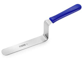 thermohauser Tortenringpalette (Stahl rostfrei), stumpf, gewinkelte Klinge, blauer Kunststoffgriff, Nutzlänge Klinge 17 cm, Blau
