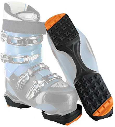 Yaktrax SkiTrax Ski Boot Tracks Traction and Protection Cleats (1 Pair), Medium, Black/Orange