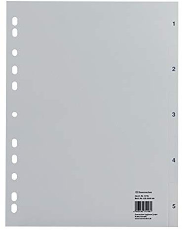 Soennecken Register 1576 DIN A4 1-5 volle Höhe PP grau