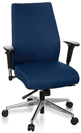 hjh OFFICE 608710 Profi Bürostuhl PRO-TEC 250 Stoff Dunkelblau Drehstuhl ergonomisch, Sitztiefe & Armlehnen verstellbar