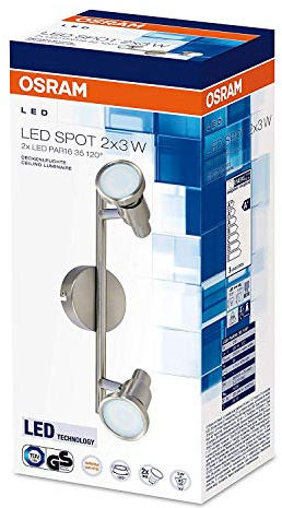 OSRAM LED Scheinwerfer/Spot/silber / 2x 3 Watt / GU10-Fassung / 120° Abstrahlwinkel/warmweiß-2700K