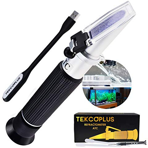Tredimensionell salinitet, Brix, täthet 1000 ~ 1,070 g/cm3 refraktometer ATC-optik, 0–10 % Brix, 0 – 100 ppt salinity CNC-skärvätska för salt havsvatten akvarium tank marin industri w/LED-ljus + pipetter