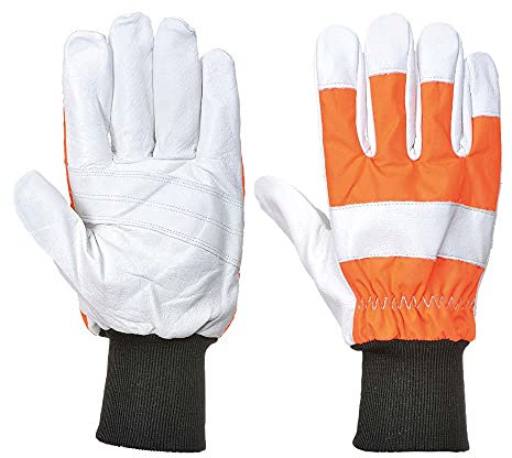 Portwest Oak Chainsaw Protective Glove (Class 0), Color: Orange, Size: L, A290ORRL