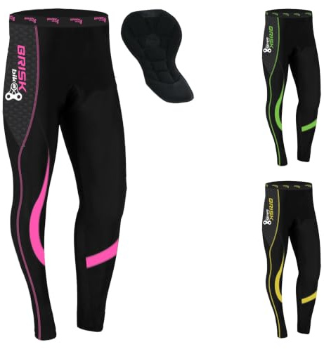 Brisk Bike Cycling Trousers Women Padded Cycling Trousers with Cool Gel Padding Inside Cycling Tights Breathable and Lightweight Cycling Pants (UK, Alpha, L, Regular, Regular, Black/Pink)