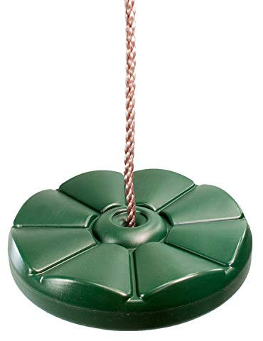 Garden Games Green Monkey Button Disc or Disk Swing Seat with Adjustable Silky Weatherproof Rope