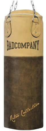 Bad Company Retro Rindsleder Boxsack inkl. Heavy Duty Vierpunkt-Stahlkette 100 x 35 cm (28 kg)