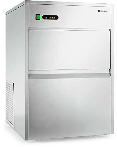 Klarstein Powericer Profi-Eiswürfelmaschine - Eiswürfelbereiter, Ice Maker, LED, geschmacksneutrale Auskleidung, sehr leise, Edelstahl, 10 kg Lagerfach, 260 W, 50 kg / 24 h, silber