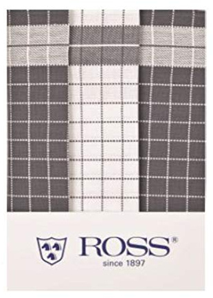 Ross 3er Pack Baumwoll-Geschirrtücher Karo 1742 grau 50x70 cm