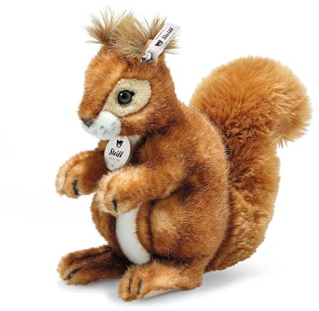 Steiff Kuscheltier Niki Eichhörnchen, Süßes Stofftier mit Kunststoffaugen, Kinder, Jungen & Mädchen, Plüschtier 21 cm, Hellbraun, 045141