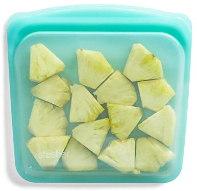 Stasher Sandwich Bag (Aqua) | Reusable Freezer Bags For Travel and Food Storage | Silicone Plastic Food Bags | 21cm x 20.3cm x 1.3cm / 440ml
