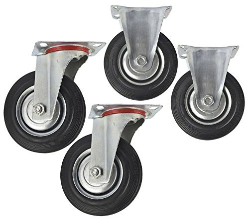 4 X 125mm Rubber Fixed and Swivel Castor Wheel Trolley Caster