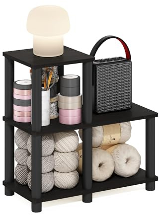 Furinno TURN-N-TUBE Storage Shelves, 5-Tier Book Shelf, Corner Shelf, Toolless Open Shelves, for Organization and Storage, Living Room, Garage, Home Office, Espresso