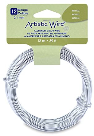 Artistic Wire Aluminum Craft Wire, 12 Gauge Thick, 12 Meter Spool, Natural Aluminum
