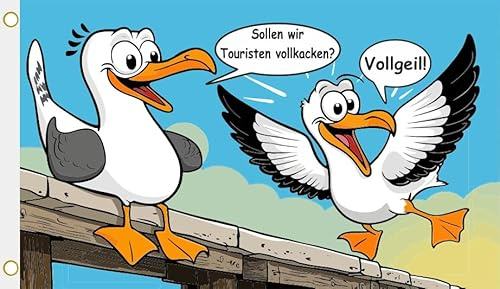 U24 Flagge Fahne Möwen Touristen vollkacken 90 x 150 cm