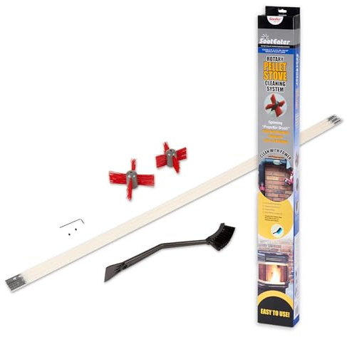 Gardus SootEater Pellet Stove Cleaning Kit - Complete Rotary Pellet Stove Vent Kit with Flexible rods, Propeller Pipe Brushes, & Flue Fire Prevention.