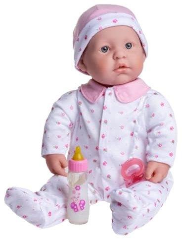 JC TOYS - Poupée La Baby de 51 cm a Un Corps Doux et Lavable, biberon Magique et Sucette, Rose, conçu en Espagne, 2 Ans