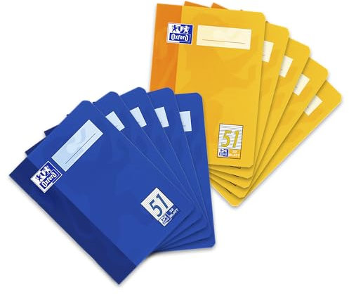 Oxford Oktavheft, A6, Lineatur 51 (liniert), 32 Blatt, gelb & blau, 10 Stück