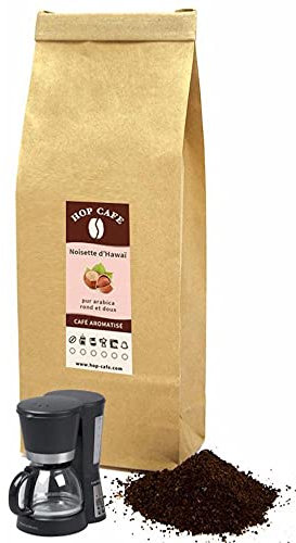 HOP CAFÉ – Café Moulu pour Cafetière Filtre – Aromatisé Noisette d’Hawaï – 100 % Arabica – 250 g