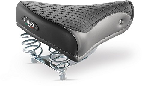 Selle Montegrappa Bicicletta da bicicletta da città in pelle da uomo e da donna, per bici da città e da spiaggia, stile vintage, stile retrò 1750 Export nero/grigio – Made in Italy