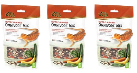 3 PACK ZILLA FREEZE DRIED REPTILE MUNCHIES OMNIVORE MIX 4 OZ (3 BAGS FOR A TOTAL OF 12 OZ OF FOOD!)