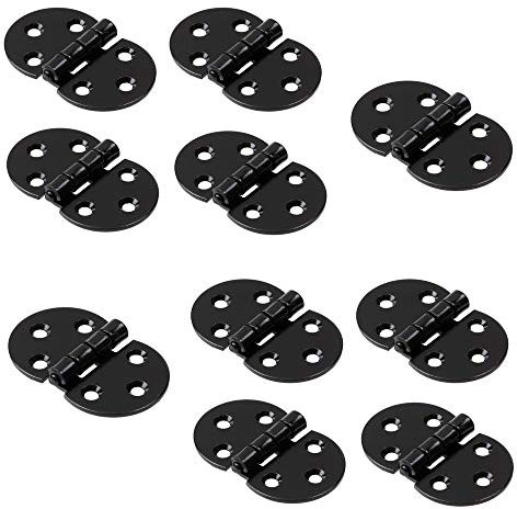 GedoTec® Klappenscharnier Schrank-Tür Aufschraub-Scharnier Möbel Klappenbeschlag - H10585 | Stahl schwarz matt | Öffnungswinkel 270° | Möbelscharnier zum Schrauben | 10 Stück - Türband für Holzklappen