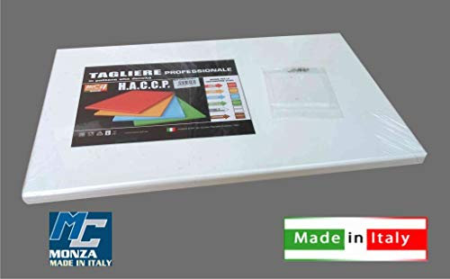 mc di montagner - Tabla de Cortar de Polietileno con topes, 60 x 40 x 2 cm, Color Blanco