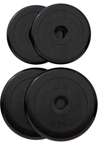 GORILLA SPORTS® Disques de Poids - Individuel/Ensemble, 1,25kg, 2kg, 2,5kg, 5kg, 10kg, 15kg, 20kg, 25kg, 27,5kg, 30kg, Ø 30/31mm, Noir - Disques d'Haltères, pour Musculation, Fitness, Domicile, Gym