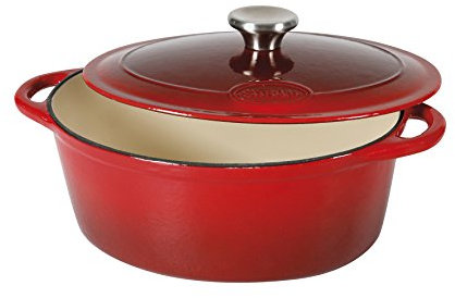 Sitram 710841 Cocotte 9 L Fonte d'acier émaillée Forme ovale,Rouge/Crème, 36 x 28 x 14 cm