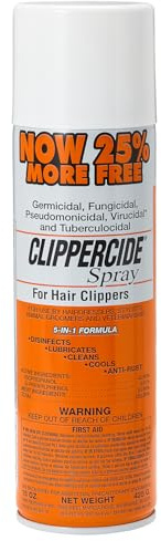 CLIPPERCIDE 5-in-1 Clipper Disinfectant Spray 15oz, 1 Pack | Cleans, Lubricates, Cools, Prevents Rust & Disinfects | Professional Clipper Spray for Barbers, Stylists & Pet Groomers | Made by BARBICIDE