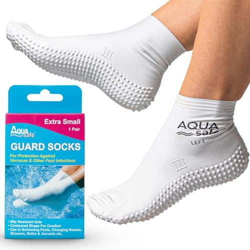 Calcetines Protectores AquaSafe para natación contra verrugas plantares, Extra pequeños, Talla Infantil 27 a 30,5