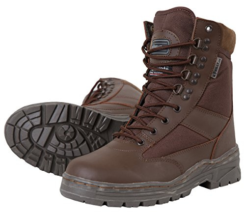Kombat UK Men's Half Leather / Half Nylon Patrol Boots 9, Mod Brown, Size 9