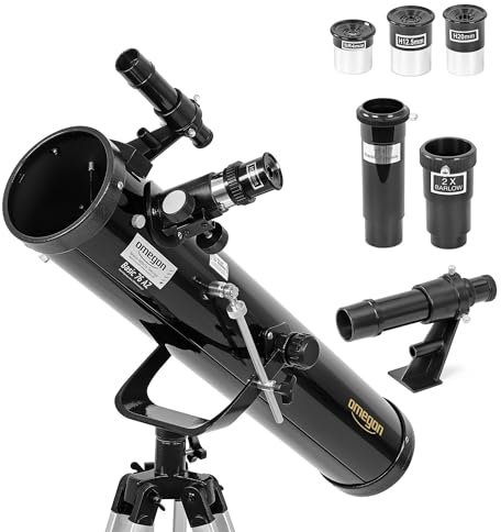 Omegon Teleskop N 76/700 AZ-1 | Einsteiger-Spiegelteleskop | azimutale Montierung | kompakt & leicht | für Mond & Planeten | Astronomie-Teleskop für Jugendliche & Erwachsene