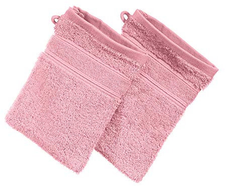 Erwin Müller Waschhandschuh Karlsruhe 2er- Pack 100% Baumwolle Altrosa Größe 15x21 cm - extrem saugstark, leicht, flauschig weich, hautschmeichelnd (weitere Farben)