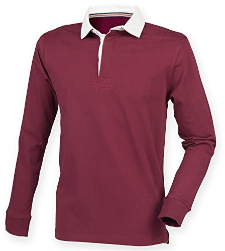 Front Row Mens Premium Long Sleeve Rugby Shirt/Top (L) (Burgundy)