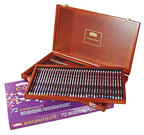 Derwent Coloursoft Färgpennor, Rita, Skissa och Skriv, Set med 72 Pennor i Presentask i Trä, Perfekt För Att Bygga Upp Färg, Professionell Kvalitet, 0701031