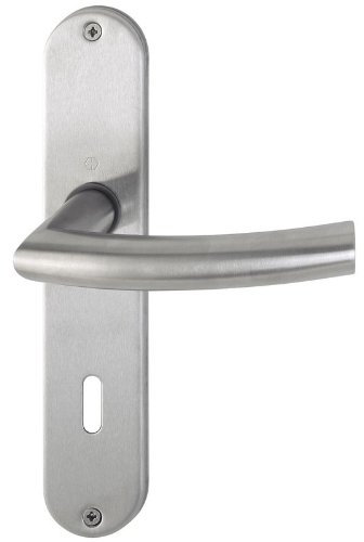 HOPPE Türgriff (Langschild) Trondheim, Edelstahl matt für innen, Türgriff-Garnitur, Oval-Lochung