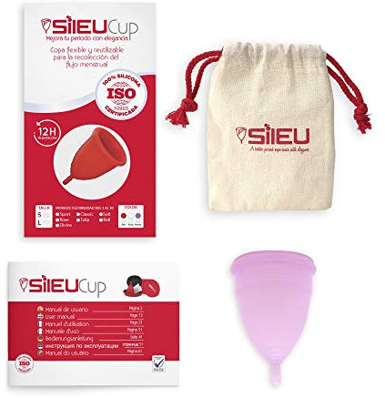 Copa Menstrual Sileu Cup Soft - Ayuda prevenir infecciones urinarias, cistitis, vejigas sensibles, calambres, cólicos menstruales - Disminuye dolor causado por menstruación - Talla S, Morado