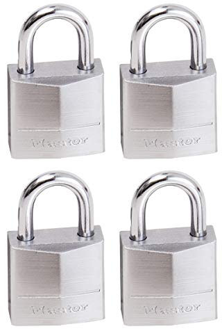 Master Lock 629EURQ Envase de 4 Candados Marinos a Llave, Grigio, 3,4 x 2 x 1 cm