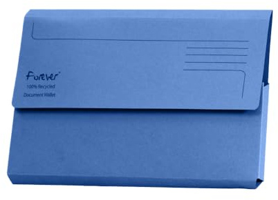 Exacompta Forever Document Wallets - Pack of 25 - Perfect for Storing Documents - Recycled 290 GSM Board - 34.5 x 24.5 cm in Size - A4/Foolscap - Blue