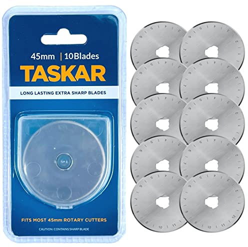 Taskar – Lame da taglio rotonde, confezione da 10 unità, da 45 mm, per Olfa ed altri strumenti da taglio