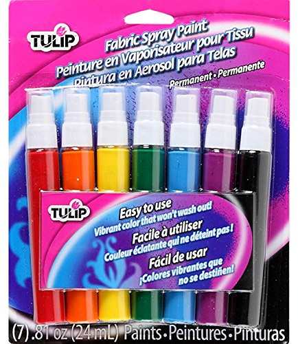 Tulip Fabric Spray Paint Pump Mini 7 Pack, Rainbow, Multicoloured, 24 ml (Pack of 7)