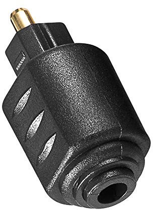 BestPlug Audio Adapter, 3,5mm Mini Klinke Buchse Kupplung weiblich auf Opto Toslink Stecker männlich vergoldet, Schwarz