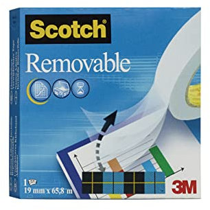 Scotch M8111966 Klebeband Magic 811 Zellulose Acetat, unsichtbar, wieder ablösbar, 66 m x 19 mm