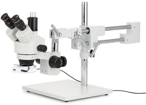 AmScope SM-4TZ-56S Haltungsinspektion Trinokulares Zoom-Stereomikroskop mit 56-LED-Licht, 3.5X-90X, Weiß